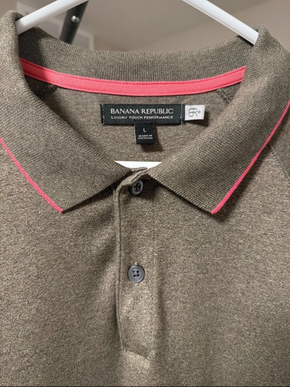 Banana Republic Tan Polo with Pink Trim